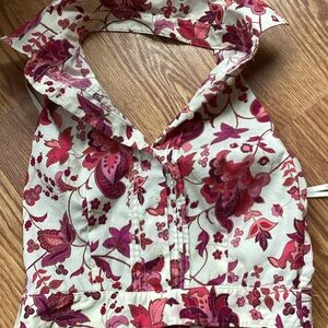 Express Pink and Cream Floral Crop Top